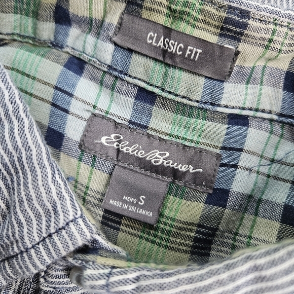 Eddie Bauer men's striped button front long sleeve lined shirt size small - Picture 3 of 8